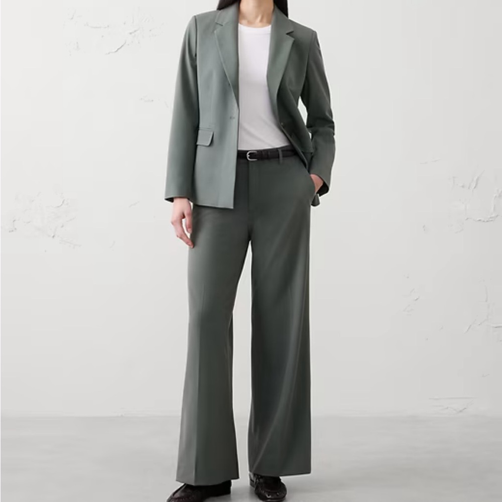Banana Republic Olive Green Wide-Leg Trousers